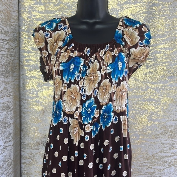Women’s Brown/Cream Floral Print Tiered Maxi Dress - Picture 4 of 12